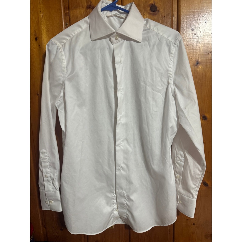 Suitsupply Mens White Cotton Tailored Fit Spread Collar Dress Shirt 53874666-1
